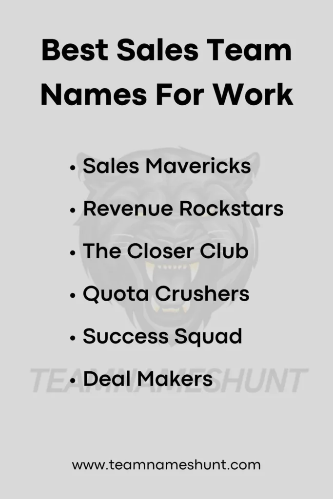 Best Sales Team Names For Work