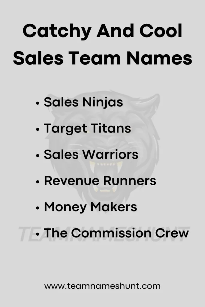 Catchy And Cool Sales Team Names