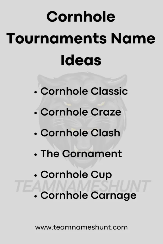 Cornhole Tournaments Name Ideas