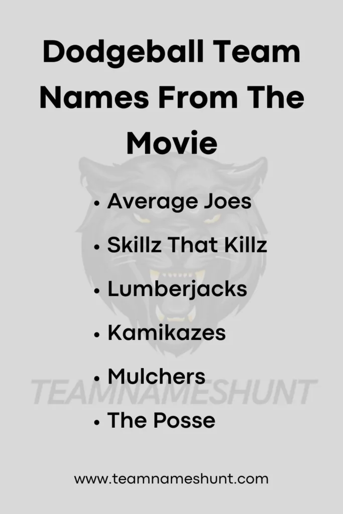 Dodgeball Team Names From The Movie