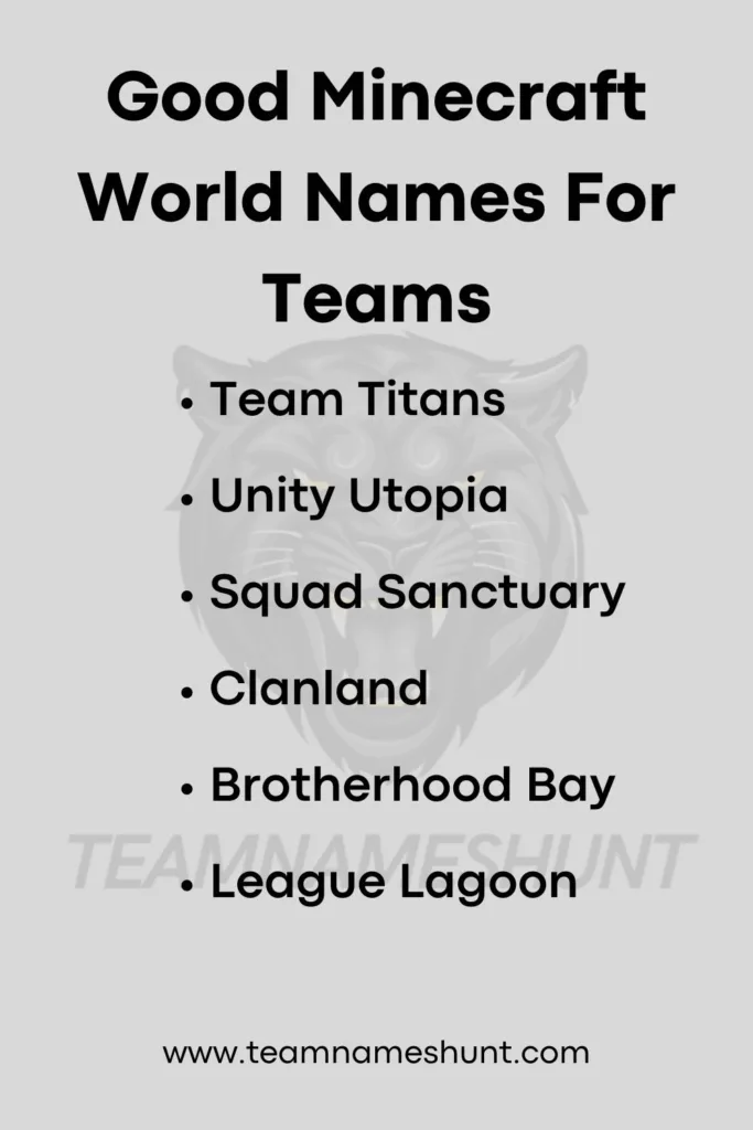 Good Minecraft World Names For Teams