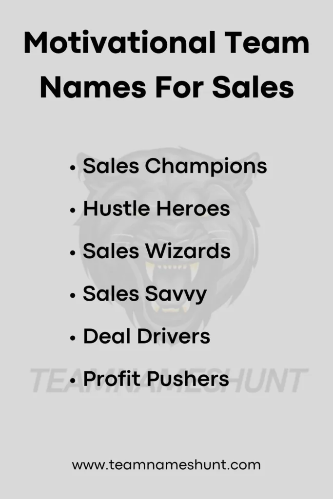 Motivational Team Names For Sales