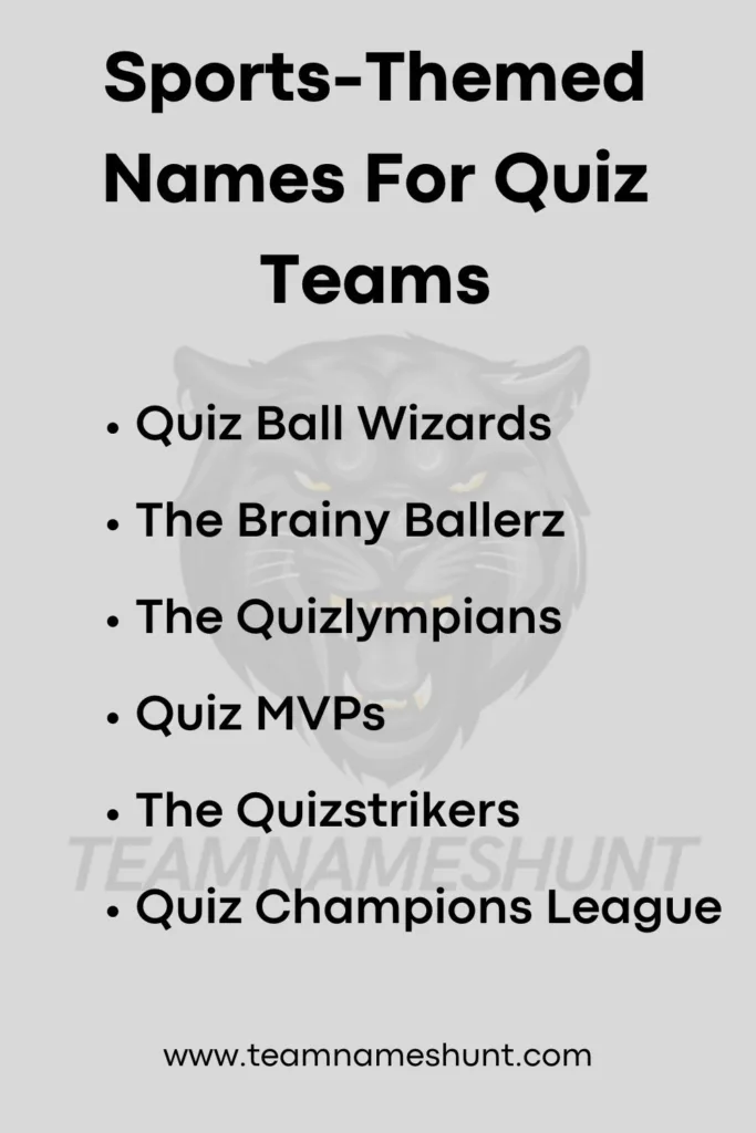 Sports-Themed Names For Quiz Teams