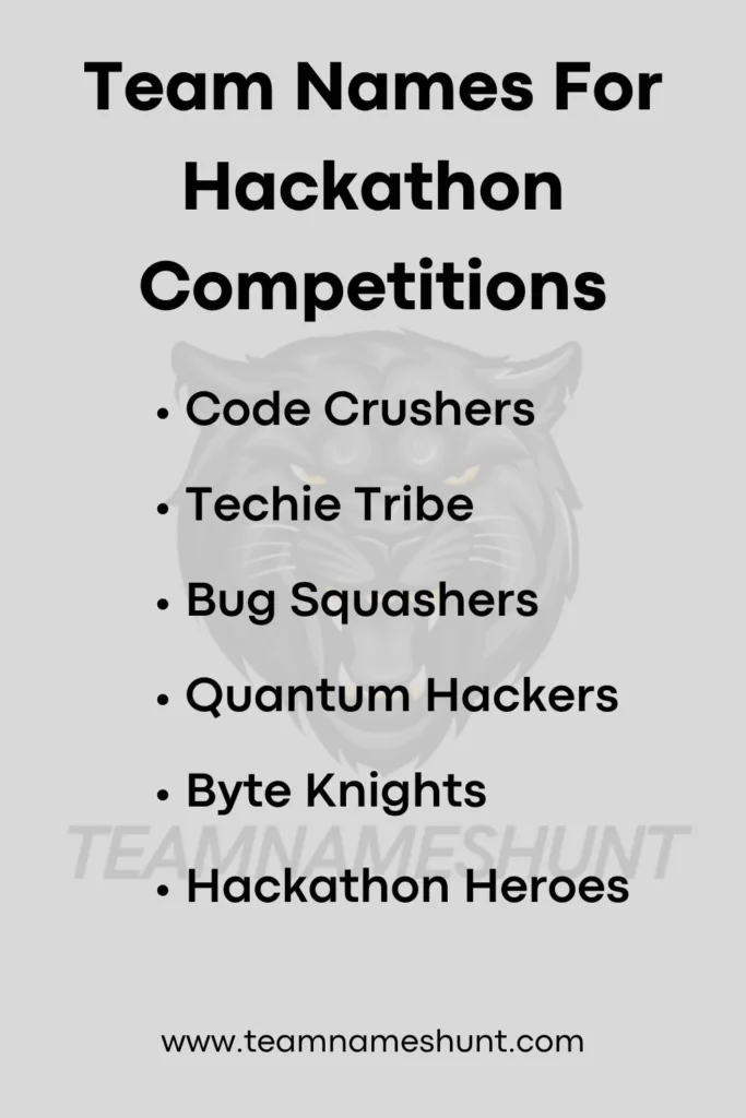 Team Names For Hackathon Competitions