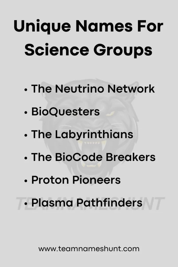 Unique Names For Science Groups