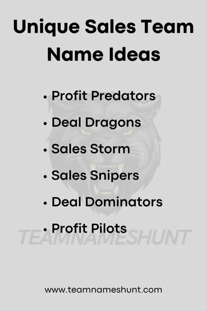 Unique Sales Team Name Ideas