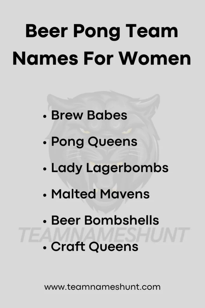 Beer Pong Team Names For Women