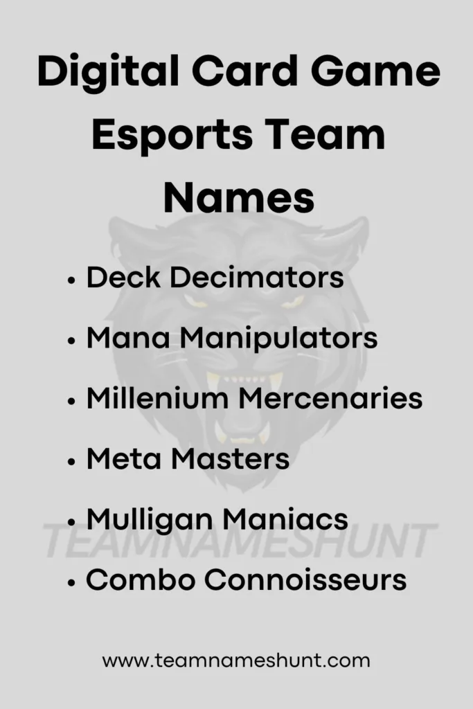 Digital Card Game Esports Team Names