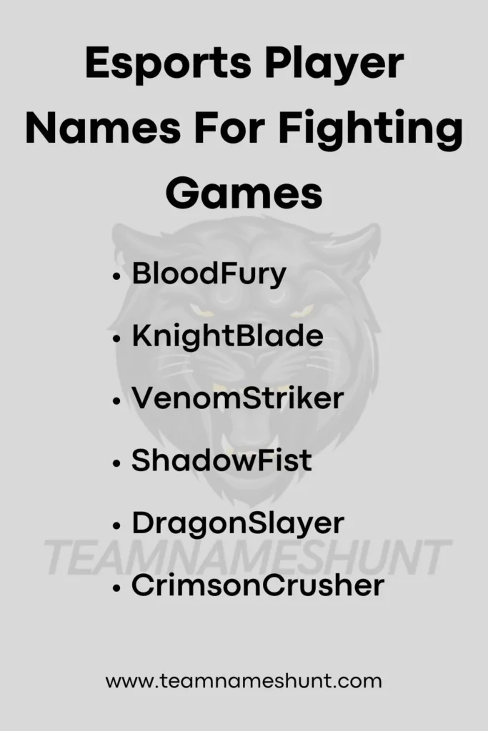 Esports Player Names For Fighting Games