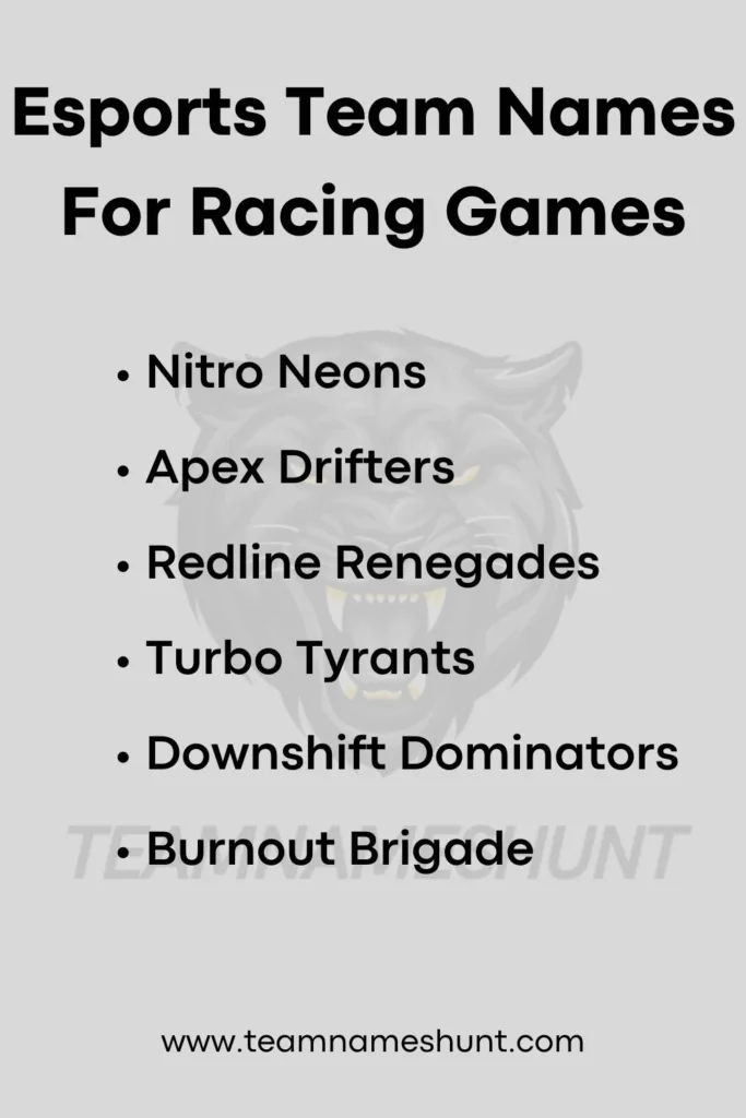 Esports Team Names For Racing Games