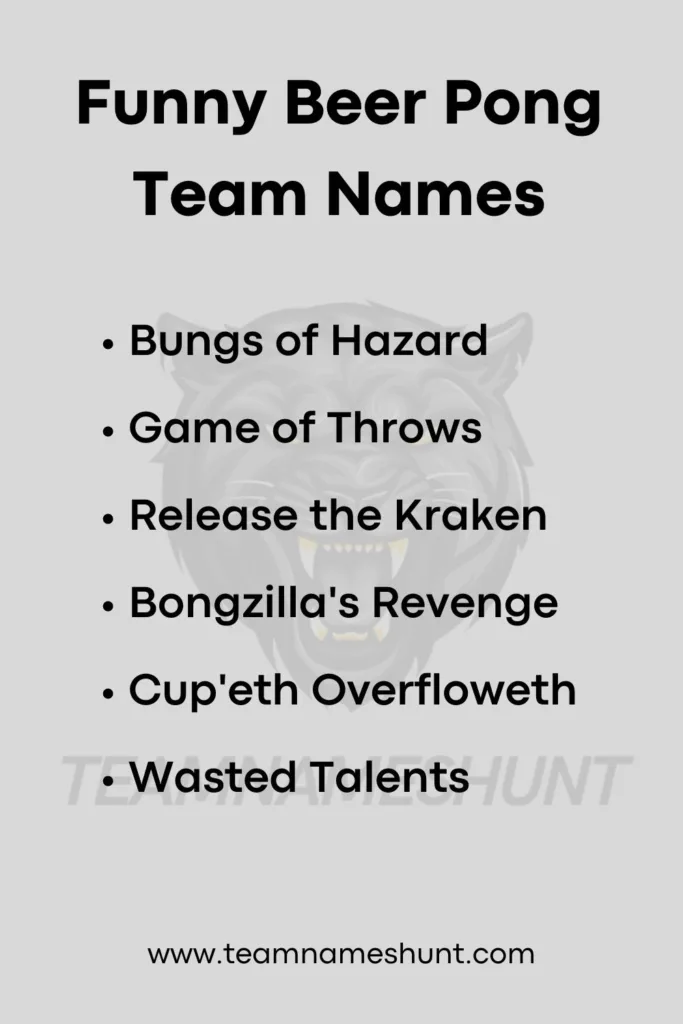 Funny Beer Pong Team Names