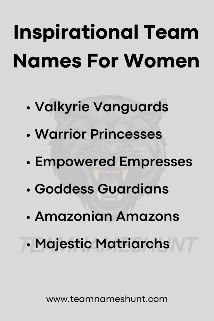 Inspirational Team Names For Women