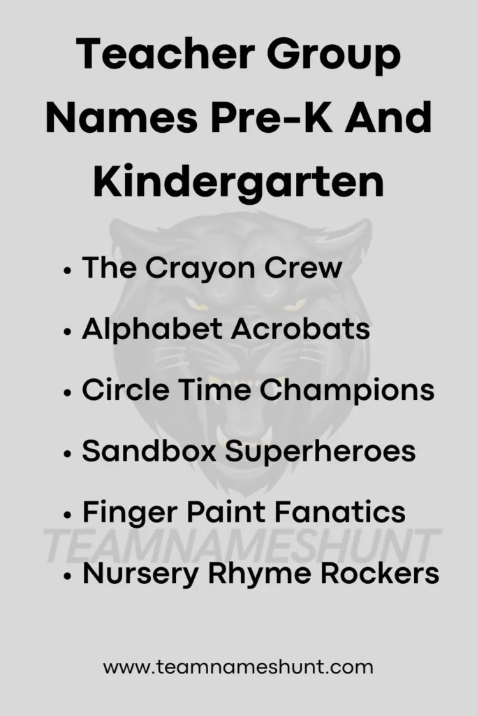 Teacher Group Names Pre-K And Kindergarten