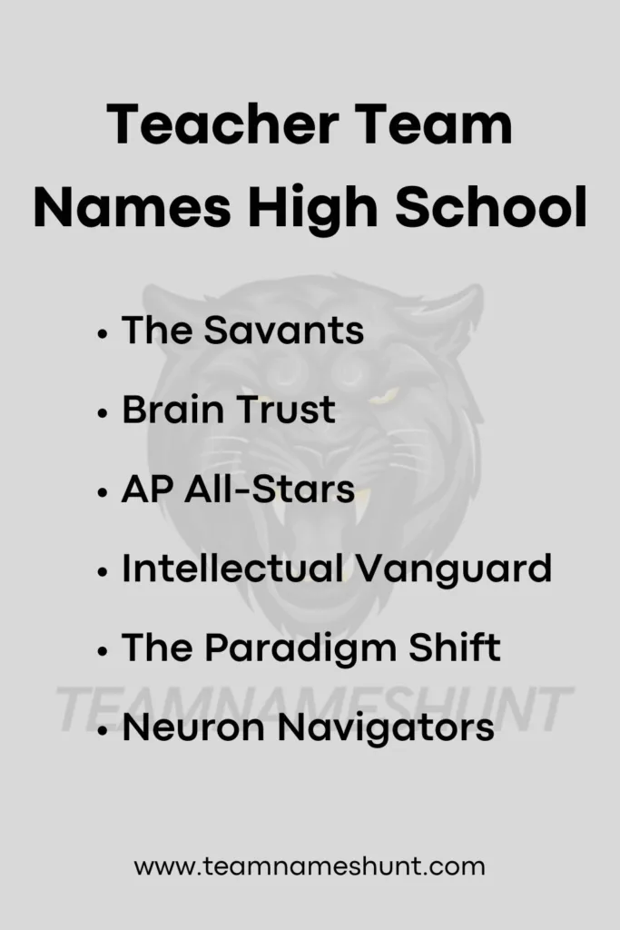 Teacher Team Names High School