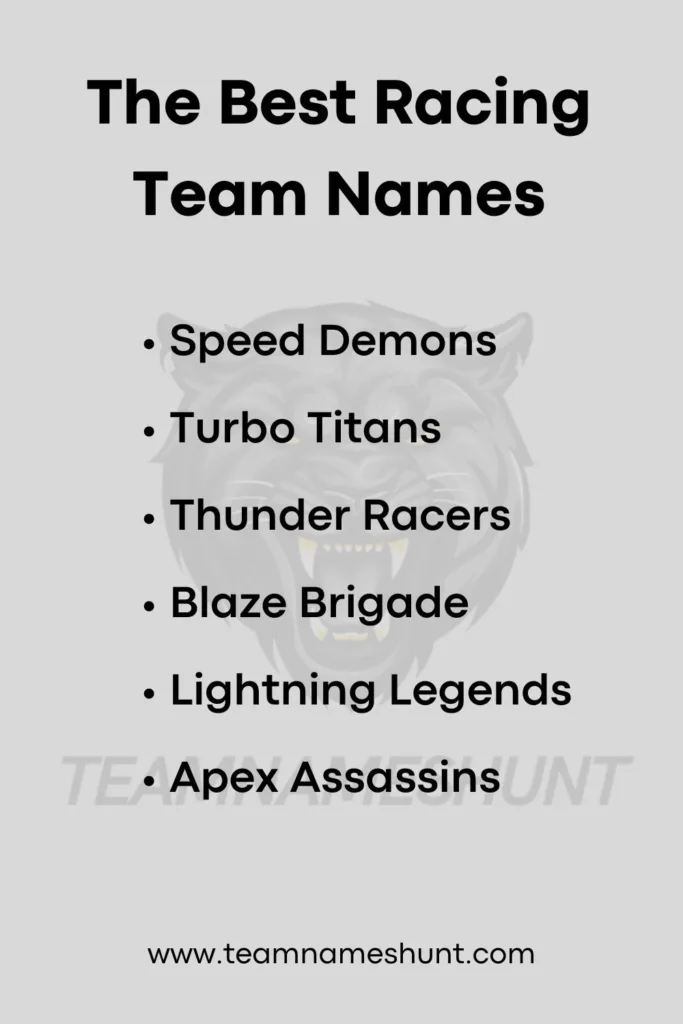 The Best Racing Team Names